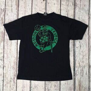 Boston Celtics NBA Basketball Sports Black Crewneck Tshirt